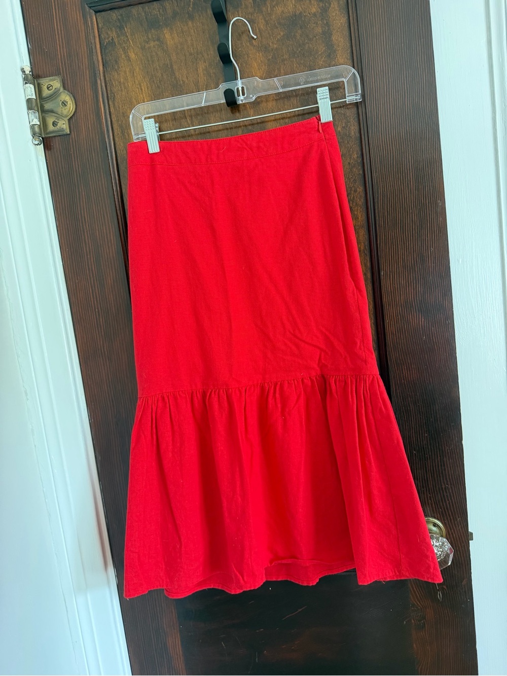 Women’s Red Tiered Midi Skirt